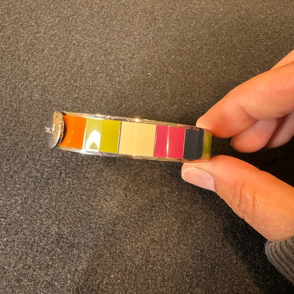 Coach retired colorful signature stripe enamel bangle bracelet - Picture 6 of 13